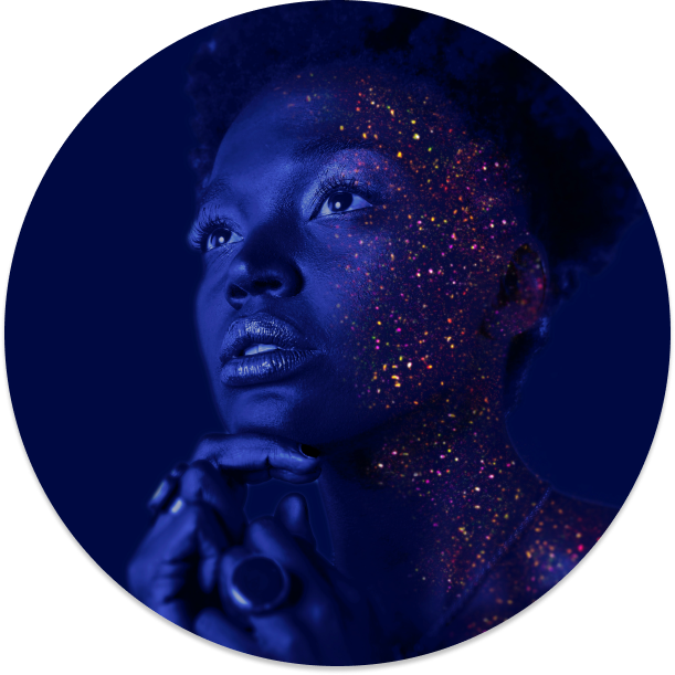 Woman with blue makeup