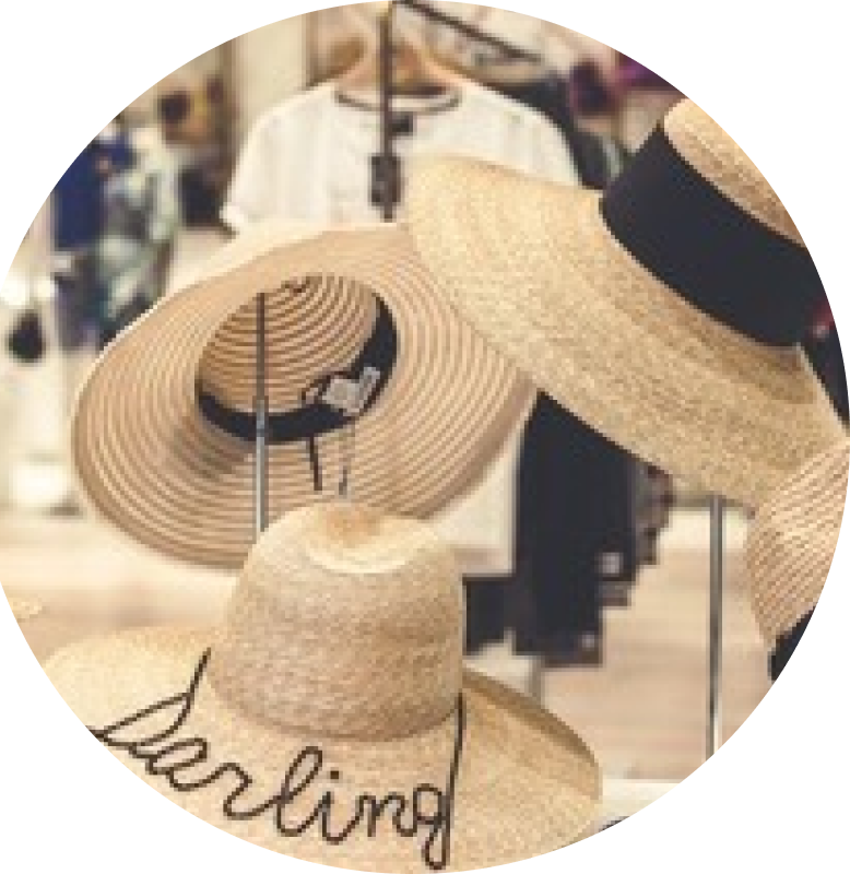 multiple hat in a store